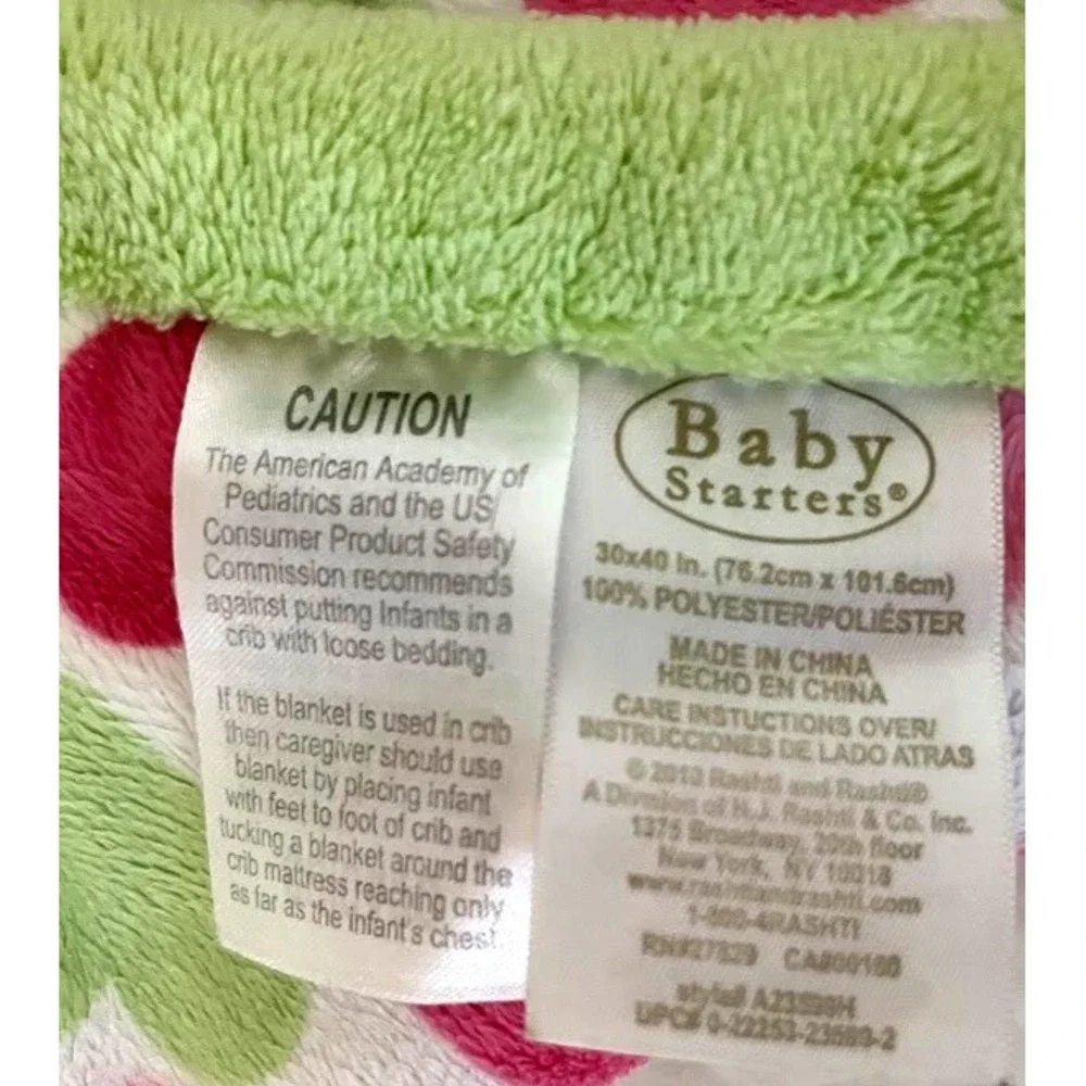 Baby Starters‎ Pink Green Heart Blanket Plush htf White Lovey Security Soft